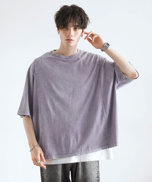 RAGEBLUE ドルマンスリーブ/ヴィンテージライクピグメントTシャツ パープル M メンズインナー レイジブルー 575254 and ST アンドエスティ(旧ドットエスティ) RAGEBLUE ドルマンスリーブ/ヴィンテージライクピグメントTシャツ パープル M メンズインナー レイジブルー 575254 and ST アンドエスティ(旧ドットエスティ)