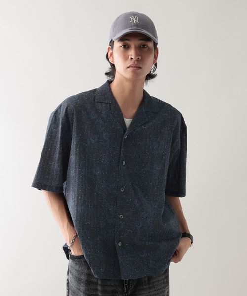 RAGEBLUE オープンカラー/ダマスク柄シャツ ネイビー M メンズインナー レイジブルー 576026 and ST アンドエスティ(旧ドットエスティ) RAGEBLUE オープンカラー/ダマスク柄シャツ ネイビー M メンズインナー レイジブルー 576026 and ST アンドエスティ(旧ドットエスティ)