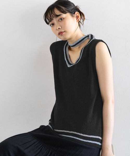 RAGEBLUE 【WOMENS】ファンシーヤーンニットベスト ブラック FREE ウィメンズインナー レイジブルー 579606 and ST アンドエスティ(旧ドットエスティ) RAGEBLUE 【WOMENS】ファンシーヤーンニットベスト ブラック FREE ウィメンズインナー レイジブルー 579606 and ST アンドエスティ(旧ドットエスティ)