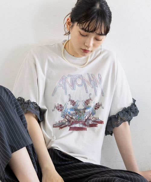 RAGEBLUE 【WOMENS】袖レースロックプリントTシャツ ホワイト FREE ウィメンズインナー レイジブルー 580805 and ST アンドエスティ(旧ドットエスティ) RAGEBLUE 【WOMENS】袖レースロックプリントTシャツ ホワイト FREE ウィメンズインナー レイジブルー 580805 and ST アンドエスティ(旧ドットエスティ)