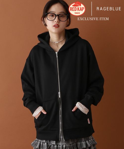 RAGEBLUE 【WOMENS】RED KAP別注/スウェットジップパーカー ブラック FREE ウィメンズインナー レイジブルー 586070 and ST アンドエスティ(旧ドットエスティ) RAGEBLUE 【WOMENS】RED KAP別注/スウェットジップパーカー ブラック FREE ウィメンズインナー レイジブルー 586070 and ST アンドエスティ(旧ドットエスティ)