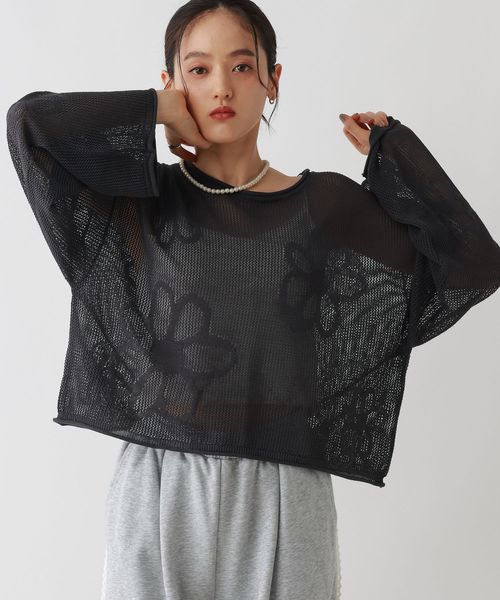 RAGEBLUE 【WOMENS】フラワーモチーフ/透かし編みサマーニット2 チャコールグレー FREE ウィメンズインナー レイジブルー 588948 and ST アンドエスティ(旧ドットエスティ) RAGEBLUE 【WOMENS】フラワーモチーフ/透かし編みサマーニット2 チャコールグレー FREE ウィメンズインナー レイジブルー 588948 and ST アンドエスティ(旧ドットエスティ)