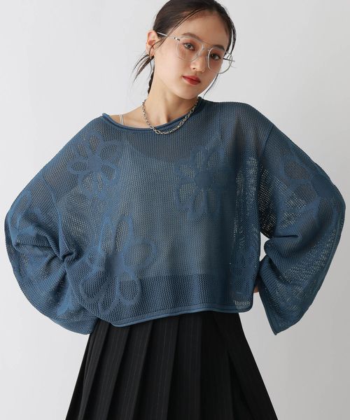 RAGEBLUE 【WOMENS】フラワーモチーフ/透かし編みサマーニット2 ブルー FREE ウィメンズインナー レイジブルー 588948 and ST アンドエスティ(旧ドットエスティ) RAGEBLUE 【WOMENS】フラワーモチーフ/透かし編みサマーニット2 ブルー FREE ウィメンズインナー レイジブルー 588948 and ST アンドエスティ(旧ドットエスティ)