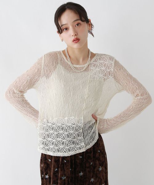 RAGEBLUE 【WOMENS】パッチワークレーストップス ホワイト FREE ウィメンズインナー レイジブルー 589181 and ST アンドエスティ（旧ドットエスティ）