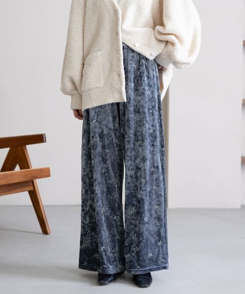 WOMENS】フラワー刺繍/ベロアワイドイージーパンツ | [公式]レイジ