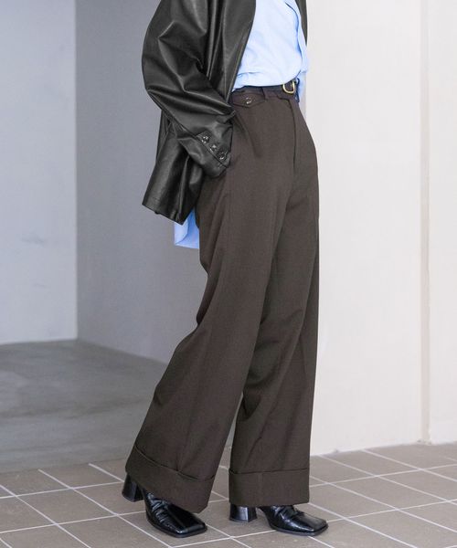RAGEBLUE 【WOMENS】グランパロールアップデザインスラックス/セットアップ対応 ブラウン FREE ウィメンズボトムス レイジブルー 590169 and ST アンドエスティ(旧ドットエスティ) RAGEBLUE 【WOMENS】グランパロールアップデザインスラックス/セットアップ対応 ブラウン FREE ウィメンズボトムス レイジブルー 590169 and ST アンドエスティ(旧ドットエスティ)