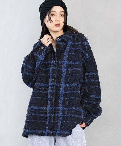 RAGEBLUE 【WOMENS】ブークレチェックBIGシャツ ネイビー FREE ウィメンズインナー レイジブルー 590616 and ST アンドエスティ(旧ドットエスティ) RAGEBLUE 【WOMENS】ブークレチェックBIGシャツ ネイビー FREE ウィメンズインナー レイジブルー 590616 and ST アンドエスティ(旧ドットエスティ)