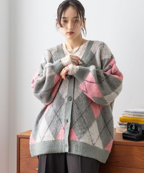 RAGEBLUE 【WOMENS】アーガイルニットカーディガン グレー FREE ウィメンズインナー レイジブルー 590651 and ST アンドエスティ(旧ドットエスティ) RAGEBLUE 【WOMENS】アーガイルニットカーディガン グレー FREE ウィメンズインナー レイジブルー 590651 and ST アンドエスティ(旧ドットエスティ)