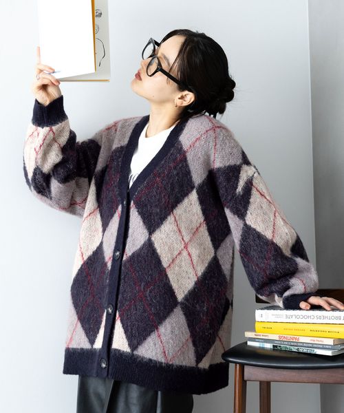 RAGEBLUE 【WOMENS】アーガイルニットカーディガン ネイビー FREE ウィメンズインナー レイジブルー 590651 and ST アンドエスティ(旧ドットエスティ) RAGEBLUE 【WOMENS】アーガイルニットカーディガン ネイビー FREE ウィメンズインナー レイジブルー 590651 and ST アンドエスティ(旧ドットエスティ)