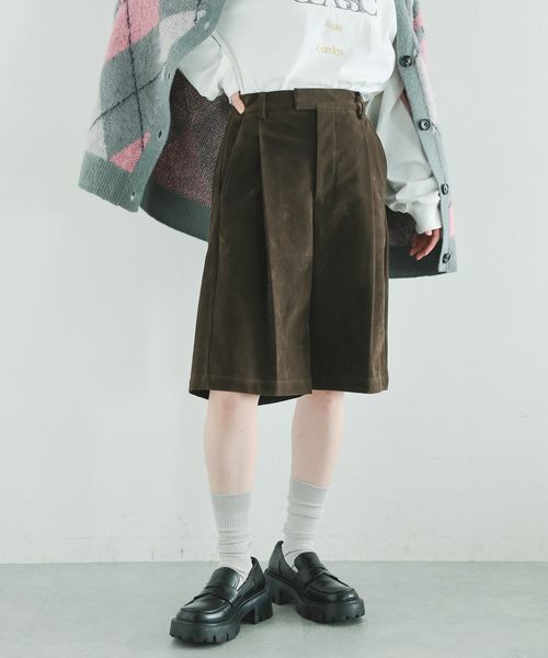 RAGEBLUE 【WOMENS】タックハーフパンツ/セットアップ対応 ブラウン FREE ウィメンズボトムス レイジブルー 591251 and ST アンドエスティ(旧ドットエスティ) RAGEBLUE 【WOMENS】タックハーフパンツ/セットアップ対応 ブラウン FREE ウィメンズボトムス レイジブルー 591251 and ST アンドエスティ(旧ドットエスティ)