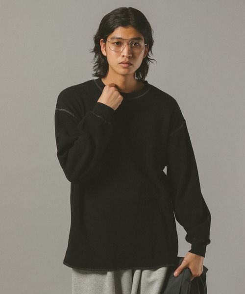 RAGEBLUE 配色ステッチ/ワッフルロンT ブラック FREE メンズインナー レイジブルー 591512 and ST アンドエスティ(旧ドットエスティ) RAGEBLUE 配色ステッチ/ワッフルロンT ブラック FREE メンズインナー レイジブルー 591512 and ST アンドエスティ(旧ドットエスティ)