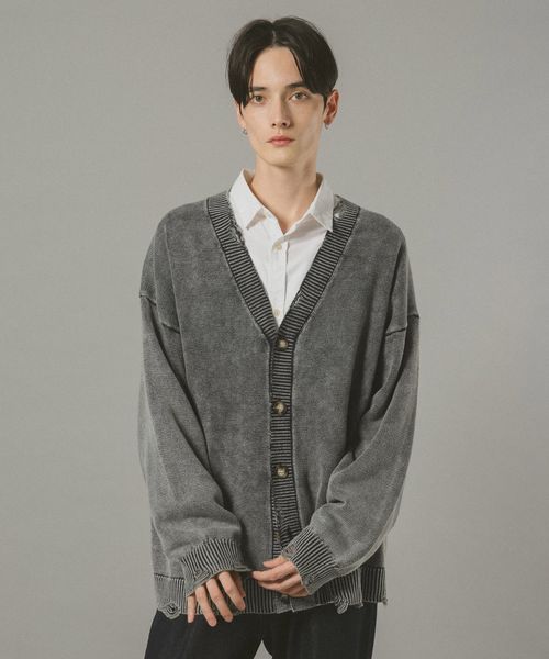 RAGEBLUE ヴィンテージライク/ダメージニットカーディガン シルバー L メンズインナー レイジブルー 598020 and ST アンドエスティ(旧ドットエスティ) RAGEBLUE ヴィンテージライク/ダメージニットカーディガン シルバー L メンズインナー レイジブルー 598020 and ST アンドエスティ(旧ドットエスティ)