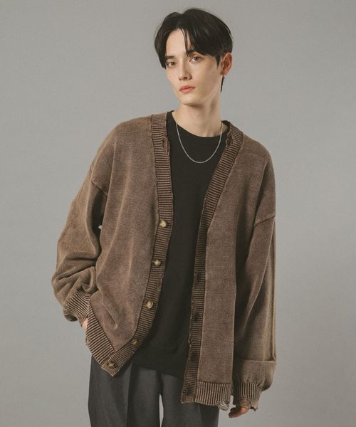 RAGEBLUE ヴィンテージライク/ダメージニットカーディガン ブラウン M メンズインナー レイジブルー 598020 and ST アンドエスティ(旧ドットエスティ) RAGEBLUE ヴィンテージライク/ダメージニットカーディガン ブラウン M メンズインナー レイジブルー 598020 and ST アンドエスティ(旧ドットエスティ)
