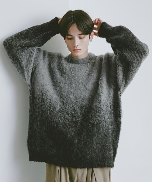 RAGEBLUE グラデーション/ブークレ起毛クルーネックニット ホワイト L メンズインナー レイジブルー 600588 and ST アンドエスティ(旧ドットエスティ) RAGEBLUE グラデーション/ブークレ起毛クルーネックニット ホワイト L メンズインナー レイジブルー 600588 and ST アンドエスティ(旧ドットエスティ)