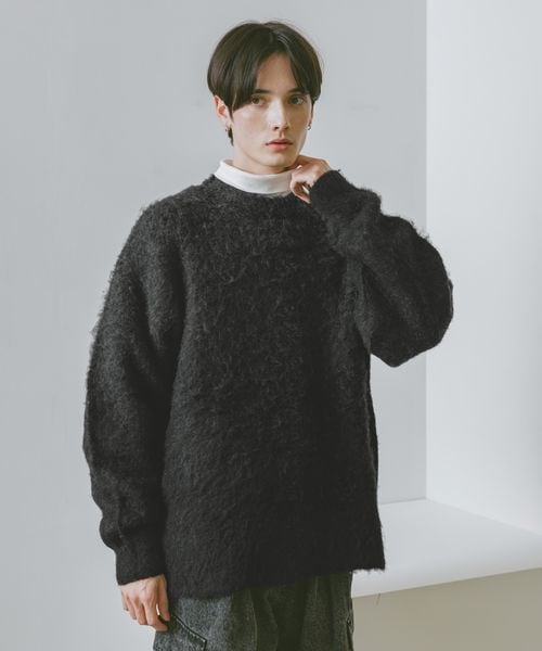 RAGEBLUE グラデーション/ブークレ起毛クルーネックニット シルバー M メンズインナー レイジブルー 600588 and ST アンドエスティ(旧ドットエスティ) RAGEBLUE グラデーション/ブークレ起毛クルーネックニット シルバー M メンズインナー レイジブルー 600588 and ST アンドエスティ(旧ドットエスティ)