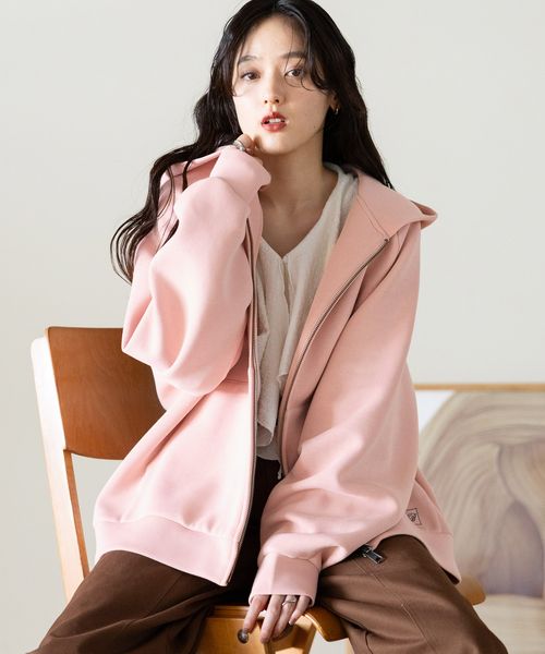 RAGEBLUE 【WOMENS】WジップポンチスウェットBIGパーカー ピンク FREE ウィメンズインナー レイジブルー 601134 and ST アンドエスティ（旧ドットエスティ）