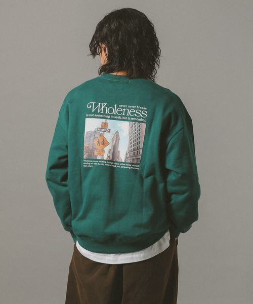 RAGEBLUE CITYフォトプリントスウェット グリーン M メンズインナー レイジブルー 608059 and ST アンドエスティ（旧ドットエスティ）