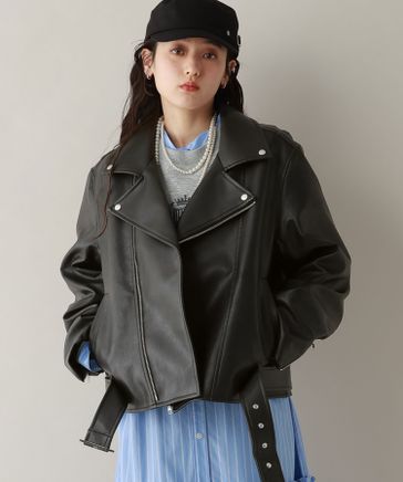 WOMENS】シンセティックレザー/ダブルライダースジャケット | [公式