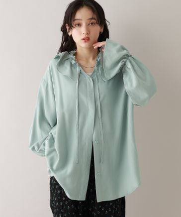 オレボブラ 青色 フリル付きチュニック WOMENS】フリルカラーチュニックブラウス | [公式]レイジブルー