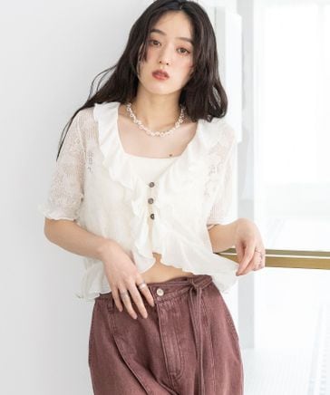 WOMENS】透かし編みフラワーフリルボレロカーディガン | [公式]レイジ