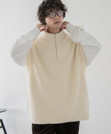 midorikawa プルオーバーハーフジップベスト あわただしく