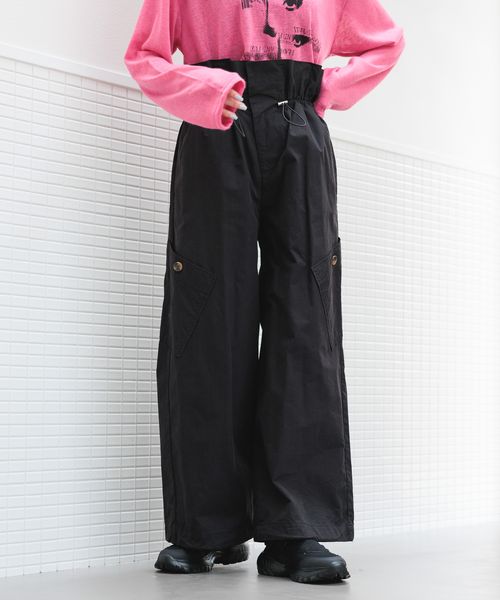 RAGEBLUE 【WOMENS】ハイウェストギャザー/ワイドレッグカーゴパンツ ブラック FREE ウィメンズボトムス レイジブルー 995346 and ST アンドエスティ(旧ドットエスティ) RAGEBLUE 【WOMENS】ハイウェストギャザー/ワイドレッグカーゴパンツ ブラック FREE ウィメンズボトムス レイジブルー 995346 and ST アンドエスティ(旧ドットエスティ)