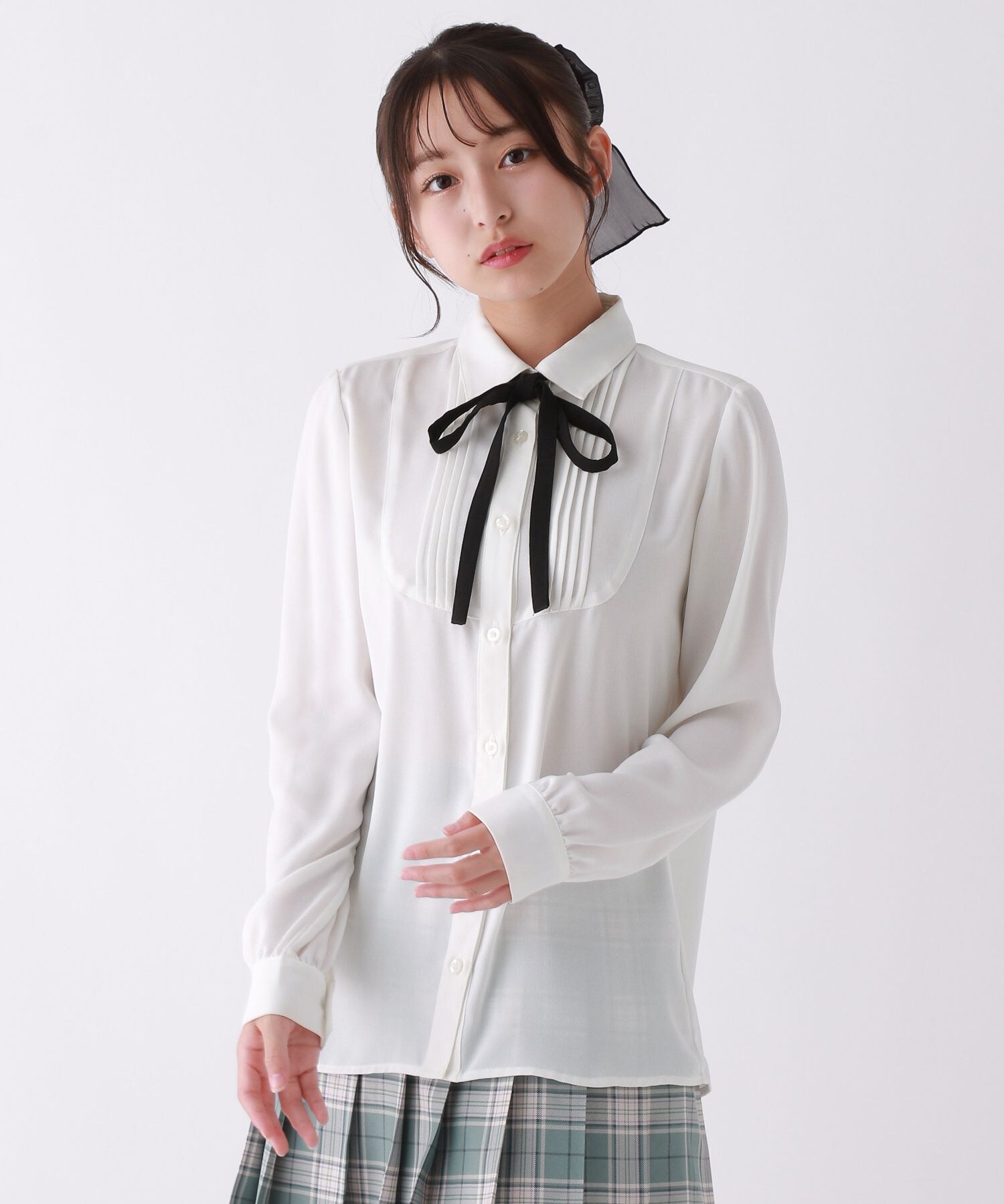 卒服2025】ピンタックリボンブラウス【WEB先行予約】 | [公式  