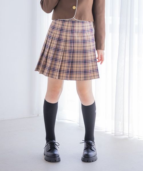 repipi armario 【卒服2026】チェックプリーツスカート ベージュ S ウィメンズボトムス レピピアルマリオ 497994 and ST アンドエスティ（旧ドットエスティ）