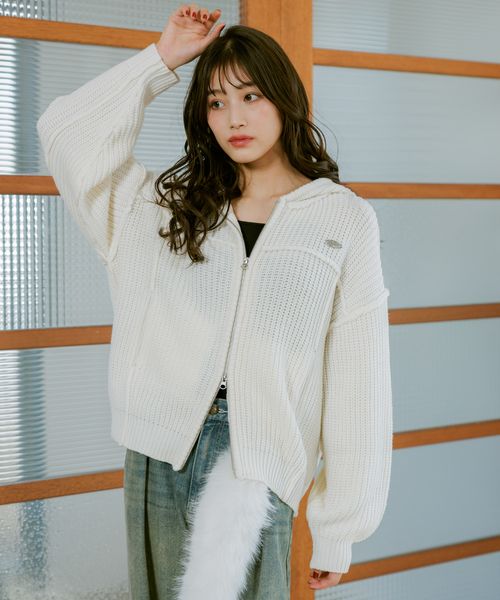 repipi armario 【洗えるニット】ダメージルーズニットパーカー ナチュラル M ウィメンズインナー レピピアルマリオ 499138 and ST アンドエスティ（旧ドットエスティ）