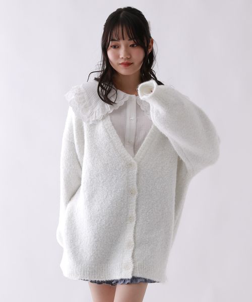 repipi armario 【girly line】ラメシャギーニットカーディガン オフホワイト M ウィメンズインナー レピピアルマリオ 573268 and ST アンドエスティ（旧ドットエスティ）