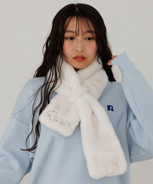 repipi armario 【手洗い可能！】サシコミファーマフラー ナチュラル ウィメンズグッズ レピピアルマリオ 574795 and ST アンドエスティ（旧ドットエスティ）