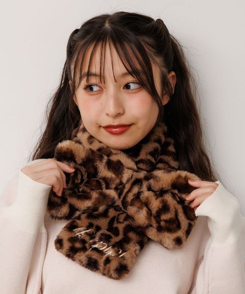 repipi armario 【手洗い可能！】サシコミファーマフラー ブラウン ウィメンズグッズ レピピアルマリオ 574795 and ST アンドエスティ（旧ドットエスティ）