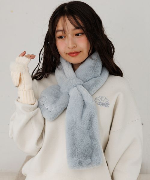 repipi armario 【手洗い可能！】サシコミファーマフラー ライトブルー ウィメンズグッズ レピピアルマリオ 574795 and ST アンドエスティ（旧ドットエスティ）