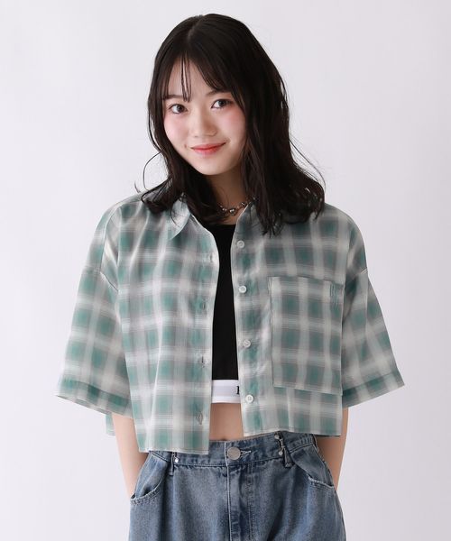 repipi armario 【接触冷感/UVカット】チェックスパンボイルショートシャツ グリーン L ウィメンズインナー レピピアルマリオ 579613 and ST アンドエスティ(旧ドットエスティ) repipi armario 【接触冷感/UVカット】チェックスパンボイルショートシャツ グリーン L ウィメンズインナー レピピアルマリオ 579613 and ST アンドエスティ(旧ドットエスティ)