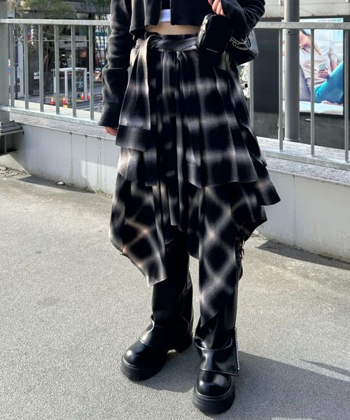 repipi armario チェックシャツレイヤーフウスカート ブラック S ウィメンズボトムス レピピアルマリオ 581573 and ST アンドエスティ(旧ドットエスティ) repipi armario チェックシャツレイヤーフウスカート ブラック S ウィメンズボトムス レピピアルマリオ 581573 and ST アンドエスティ(旧ドットエスティ)