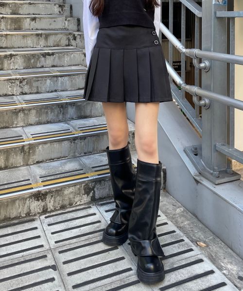 repipi armario チェックスソプリーツスカート ブラック S ウィメンズボトムス レピピアルマリオ 586499 and ST アンドエスティ（旧ドットエスティ）