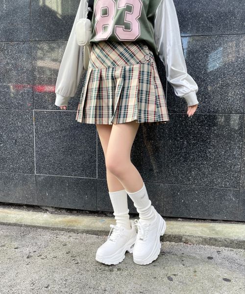 repipi armario チェックスソプリーツスカート ベージュ S ウィメンズボトムス レピピアルマリオ 586499 and ST アンドエスティ（旧ドットエスティ）