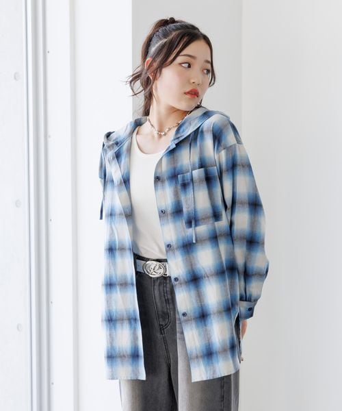 repipi armario オンブレチェックルーズシャツ ブルー S ウィメンズインナー レピピアルマリオ 588003 and ST アンドエスティ(旧ドットエスティ) repipi armario オンブレチェックルーズシャツ ブルー S ウィメンズインナー レピピアルマリオ 588003 and ST アンドエスティ(旧ドットエスティ)
