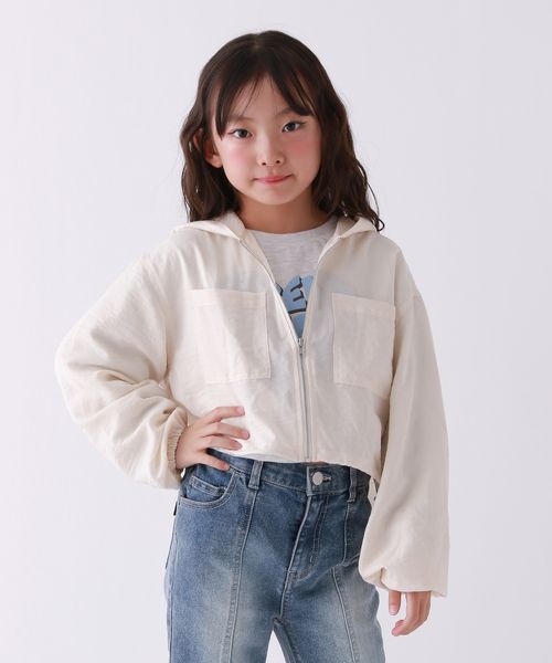 repipi armario 【10C REPIPI】【接触冷感/UVカット】スパンボイルZIPパーカー ナチュラル キッズ レピピアルマリオ 591775 and ST アンドエスティ（旧ドットエスティ）