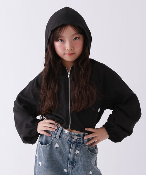 repipi armario 【10C REPIPI】【接触冷感/UVカット】スパンボイルZIPパーカー ブラック キッズ レピピアルマリオ 591775 and ST アンドエスティ（旧ドットエスティ）