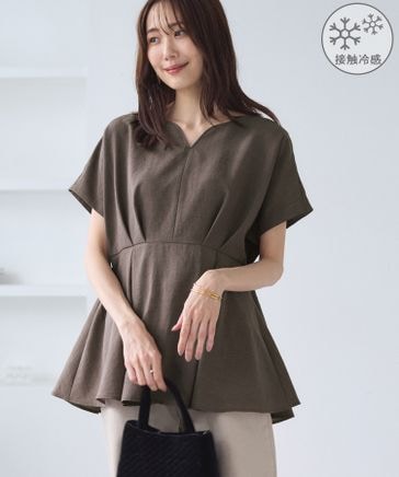 Heve ハートネックペプラムブラウス　Fサイズ 接触冷感】ハートネックペプラムブラウス | [公式]ROPE' PICNIC（ロペ