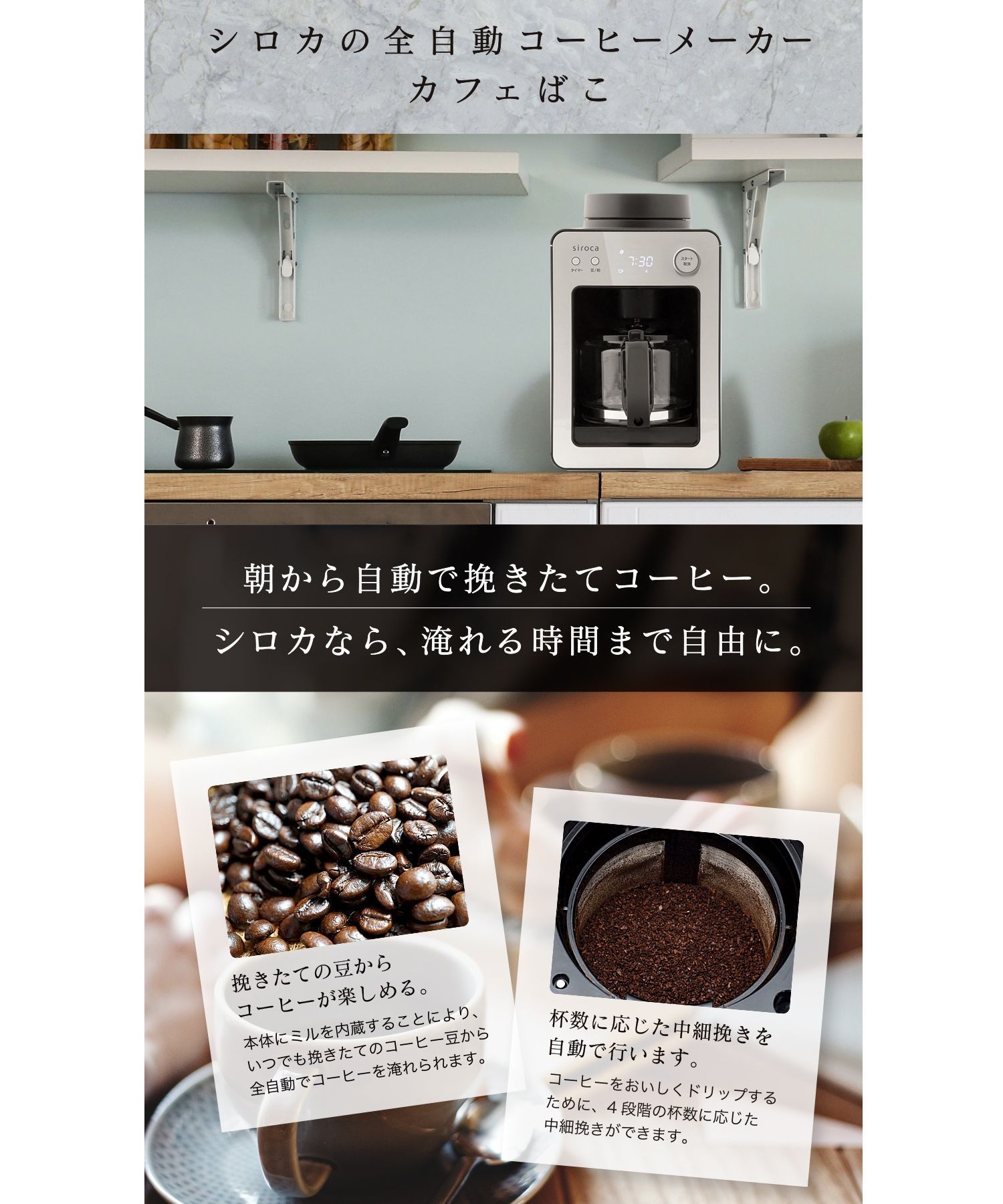 【siroca】全自動コーヒーメーカー カフェばこ(ガラスサーバー) SC-A351 ONE SIZE
