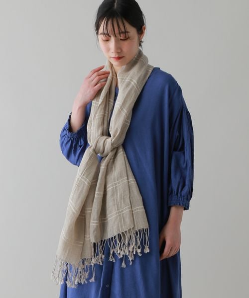 JOHN SMEDLEY アイボリー マフラー 新品（natural by clip》リネン 