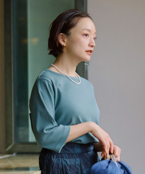 studio CLIP USAコットンアソートリブTシャツ[スリムフィットサイズあり] グリーン ウィメンズインナー スタジオクリップ 116521 and ST アンドエスティ（旧ドットエスティ）