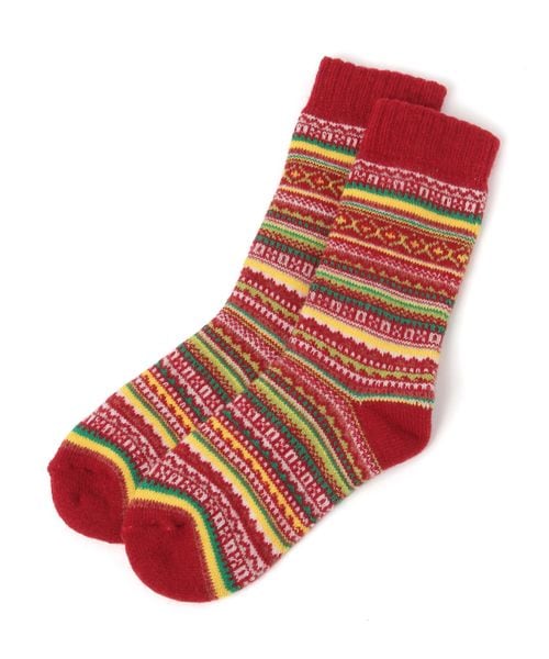 studio CLIP 【daily CLIP】H FOOTWEAR フェアアイルソックス2 レッド FREE ＤＣウェア服飾 スタジオクリップ 126857 and ST アンドエスティ（旧ドットエスティ）