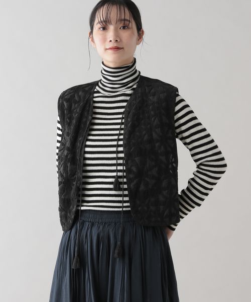 studio CLIP 《natural by clip》アップリケ刺繍ベスト シルバー FREE Ｎａｔｕｒａｌ ｂｙ ＣＬＩＰ スタジオクリップ 130276 and ST アンドエスティ（旧ドットエスティ）