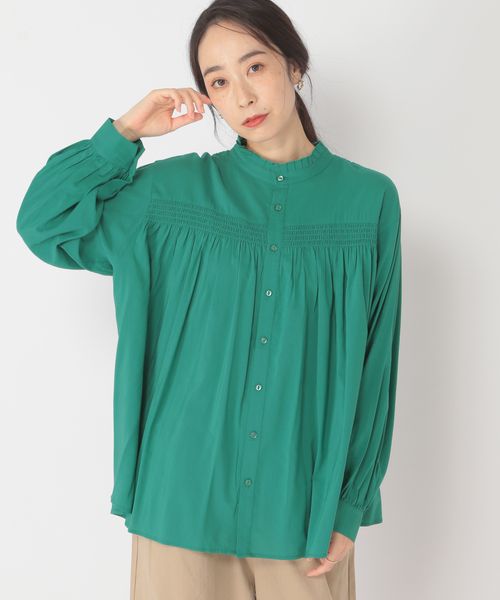 studio CLIP ダブルフロント衿タックブラウス グリーン FREE ウィメンズインナー スタジオクリップ 146364 and ST アンドエスティ（旧ドットエスティ）