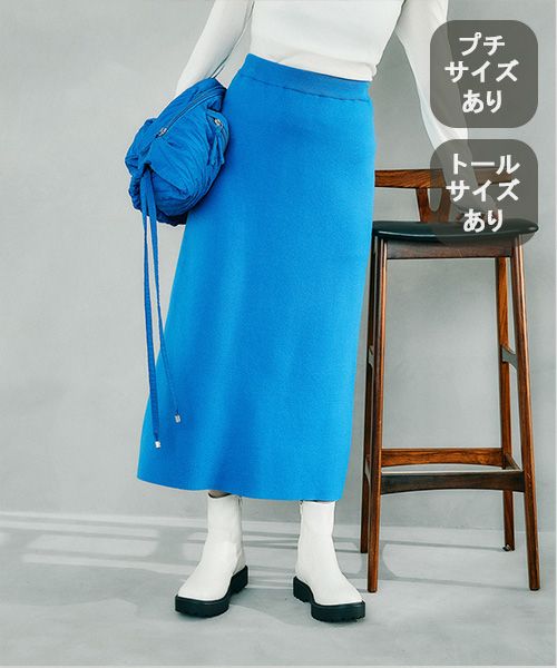 studio CLIP 【3シーズン/静電気防止/毛玉軽減】12ゲージらくらくニットスカート[プチ・プラスサイズあり] ライトブルー ウィメンズボトムス スタジオクリップ 149409 and ST アンドエスティ（旧ドットエスティ）