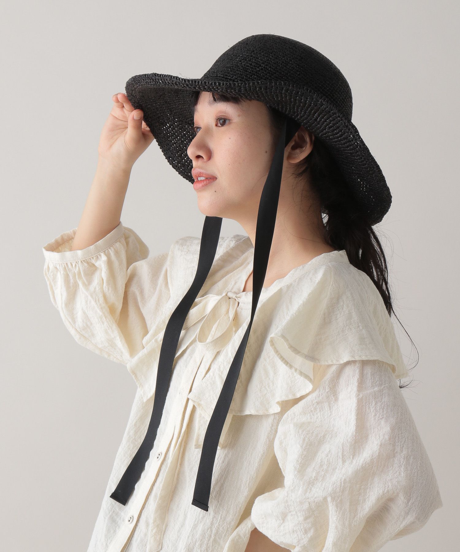 希少【カシラ】編みっぱなし ラフィア100％ ストロー ハット