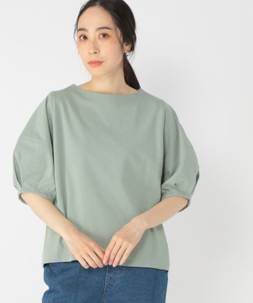 接触冷感/UVカット/しわになりにくい】USAコットンパフスリーブTシャツ